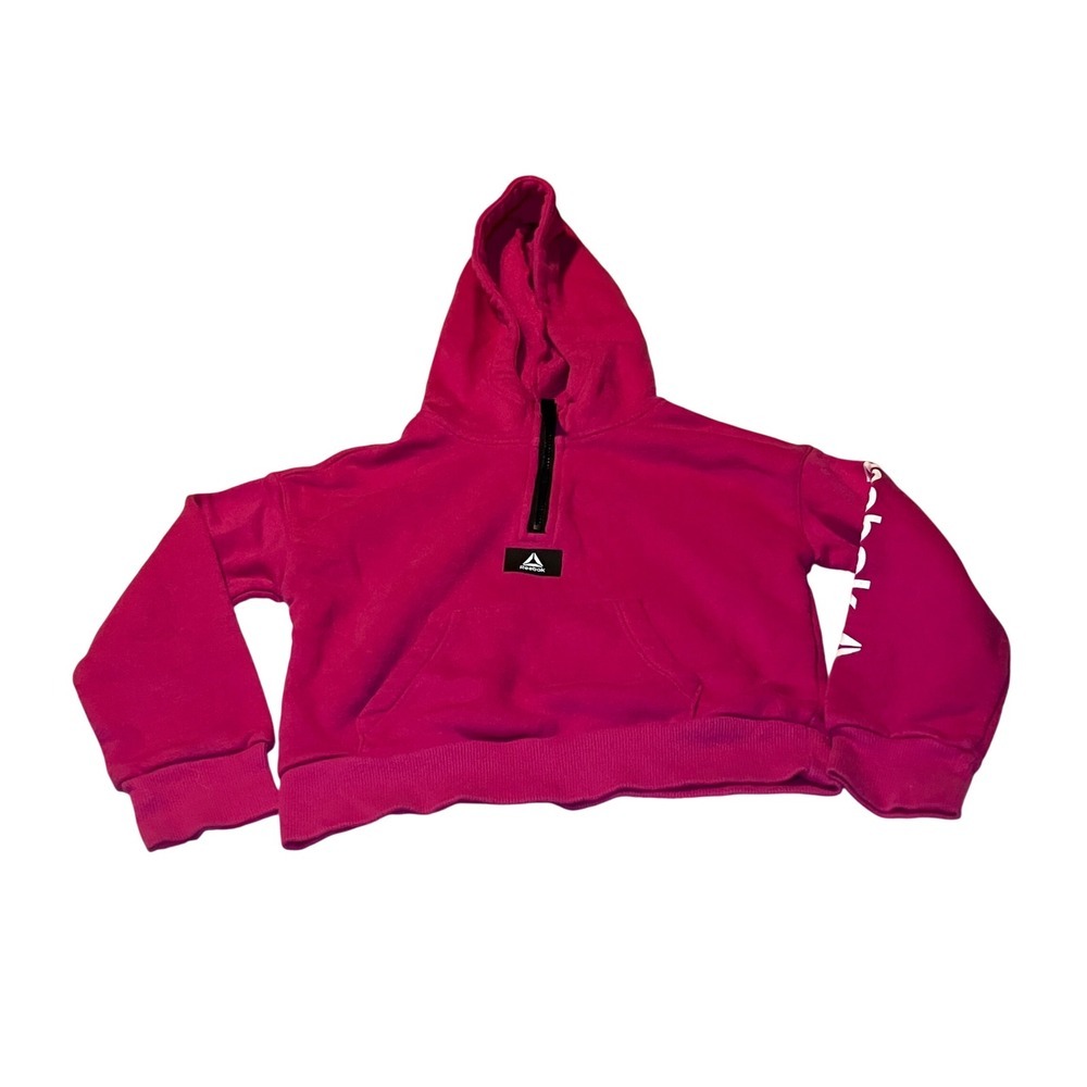 Kids Reebok Size 4/5T Pink Quarter Zip Hoodie Long Sleeve Sweatshirt Athletic